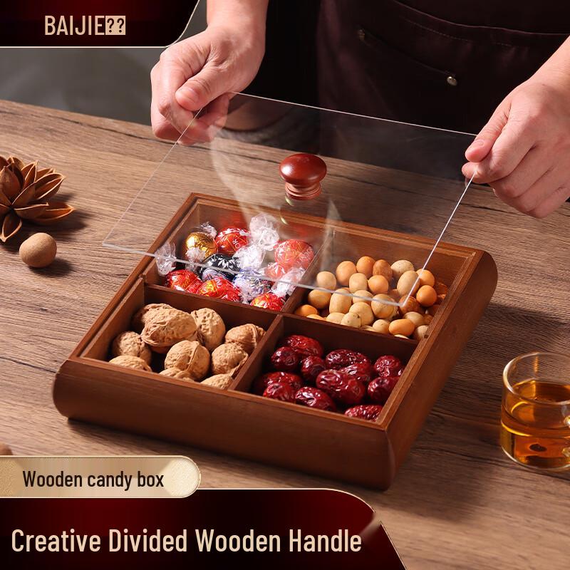 Baijie Single Layer Plastic Dried Fruit Serving Tray with 4 Bowls