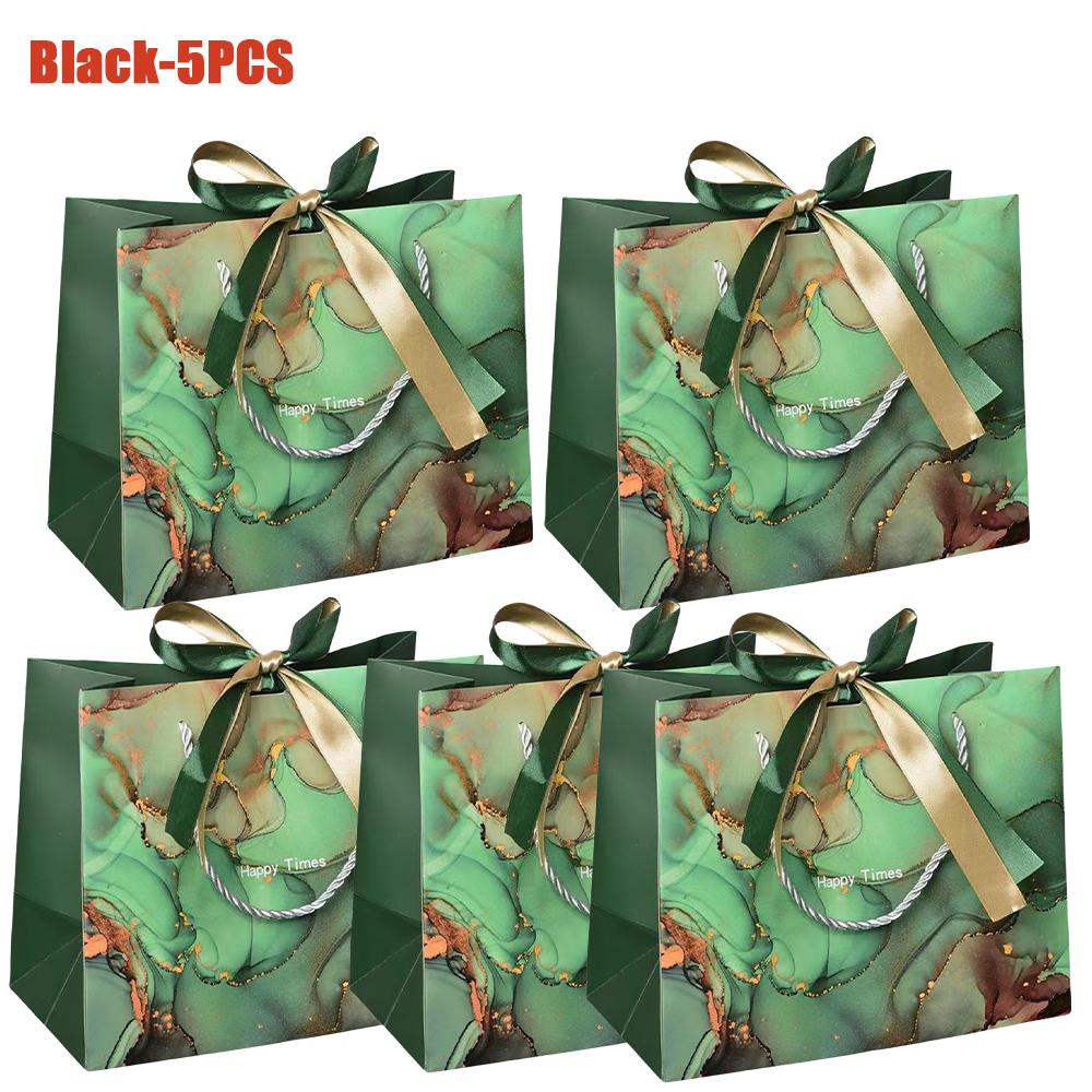 1-20PCS Marble Gift Bags with Ribbon Fashion Tote Paper Bags Clothing Shopping Bags Candy Bags Party Gift Packaging Supplies