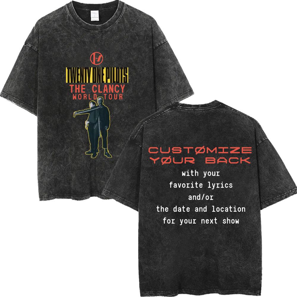 Twenty One Pilots Dámské Pánské Prané Oversized Tričko Streetwear Harajuku Bavlněné Tričko Kapela Ženské Pánské Letní Krátký Rukáv Trička