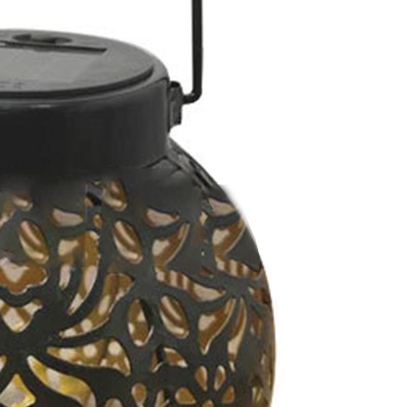Iron Hollow Solar Lantern Portable Outdoor Solar Hanging Lantern for Garden Yard Patio Decor