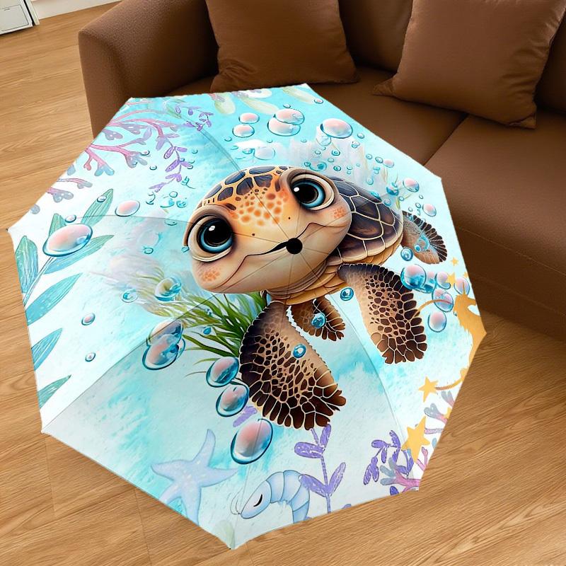 1PC Turtle Ocean Umbrella-8-Rib Reinforced Portable Folding Travel Suitable for All Seasons Outdoor Daily Use  -J0350