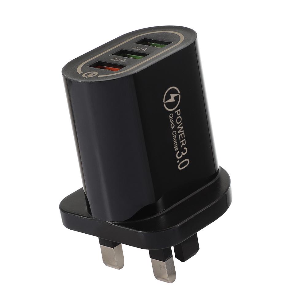 Fast Charging 3-USB Multi-Port QC3.0 Travel Phone Charger (5V/9V/12V) - US/EU/UK Specs