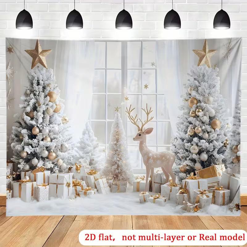 

2D Christmas Window Backdrop Winter Reindeer Photography Background 47.2x31.5inch/120*80cm
