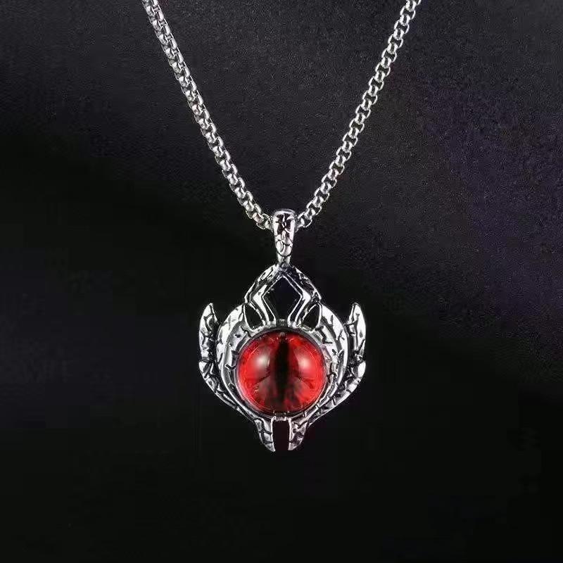 RUI RUI YU Mote Devil Eye Moonstone Rustfritt stål Halskjede Punk Hip Hop Halskjede for menn Rustfritt stål Smykker Halloween Party Gift