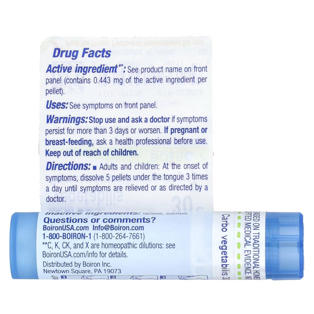 Vegetable Carbohydrates, 30C, Relieves Bloating and Gas, Approximately 80 Pellets