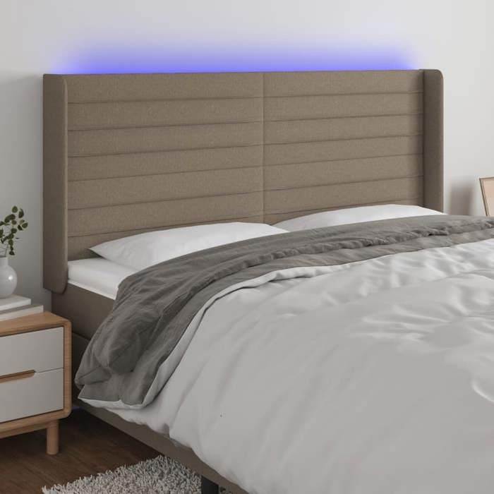VidaXL LED Headboard Bedroom Furniture Double Bed Accessory Head of Bed Frame Interior Taupe 3124198