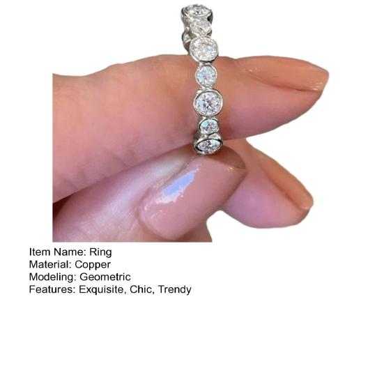 Round-cut Cubic Zirconia Wedding Ring for Women All-Around Band Ring for Engagement Valentine's Day Birthday Gift