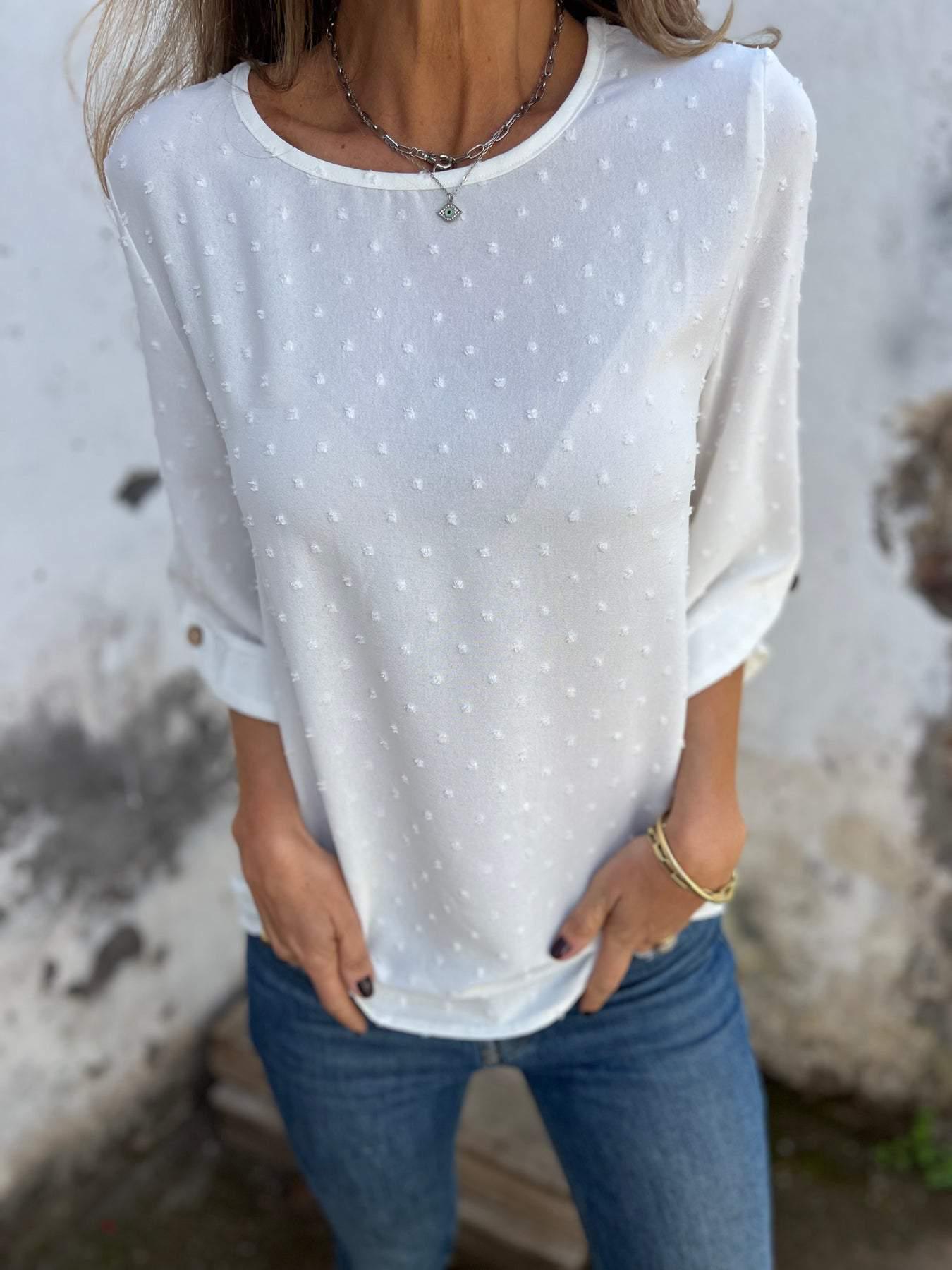 2024 Spring-Autumn Women s Chiffon Jacquard Casual Loose Top XXL белый