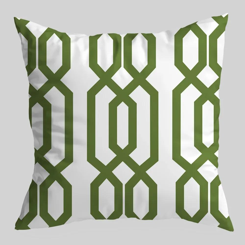 Green Fresh Geometric Print Pattern Pillowcase Suitable for Home Living Room Sofa Car Decorative Cushion Cover