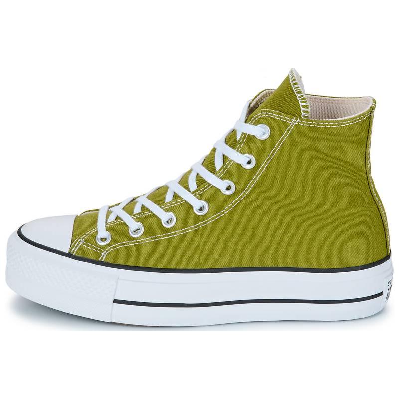 Converse Lift Platform Comfortable and Versatile Mid-top Canvas Shoes for Women in Green