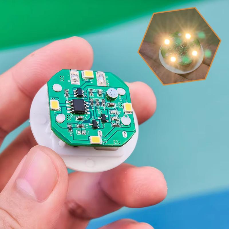 1*Plastic Tapping/Sound Control Lighting Toy 38mm Rechargeable LED Light Night Lamp DIY Dollhouse Accessories Wall Bedside Lamp