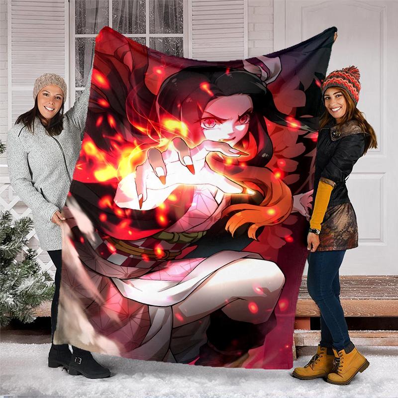 1pc nezouko Theme Blanket - Digital Print, Polyester, Cozy for All Seasons, Perfect for Outdoor, and Travel