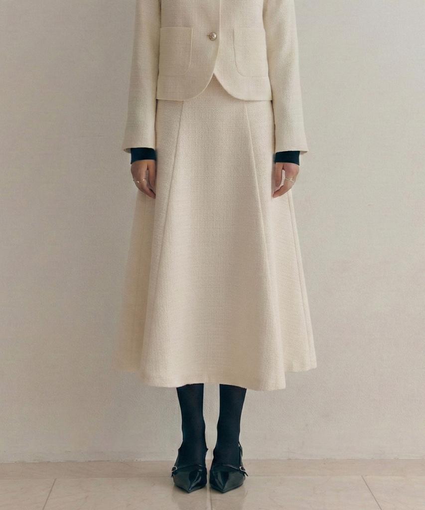 ZEROSTREET [4 Colors] Creamy Tweed Long Skirt