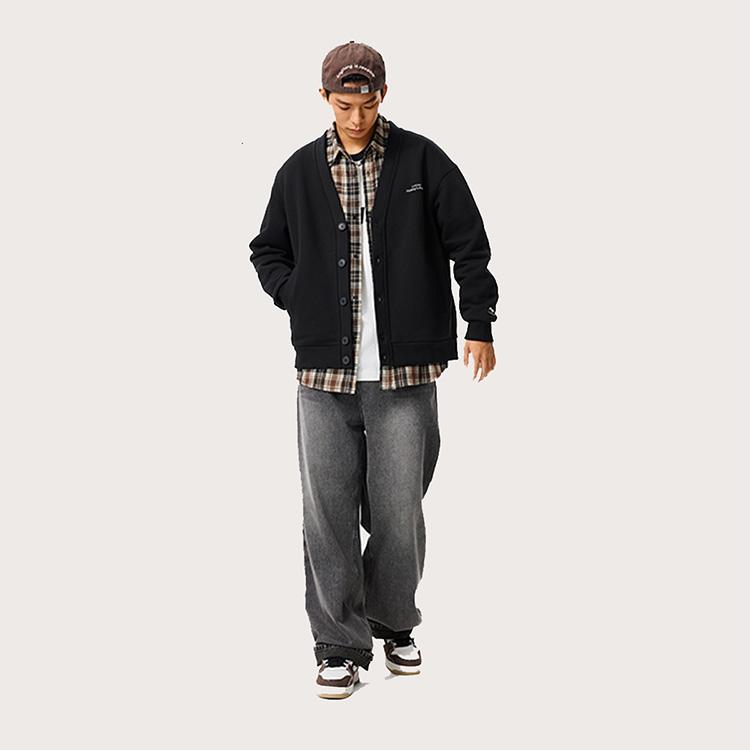 Li-Ning Comfortable Casual Solid Color Warm Fleece Versatile Jacket Unisex Jackets Black AWDUA15-4