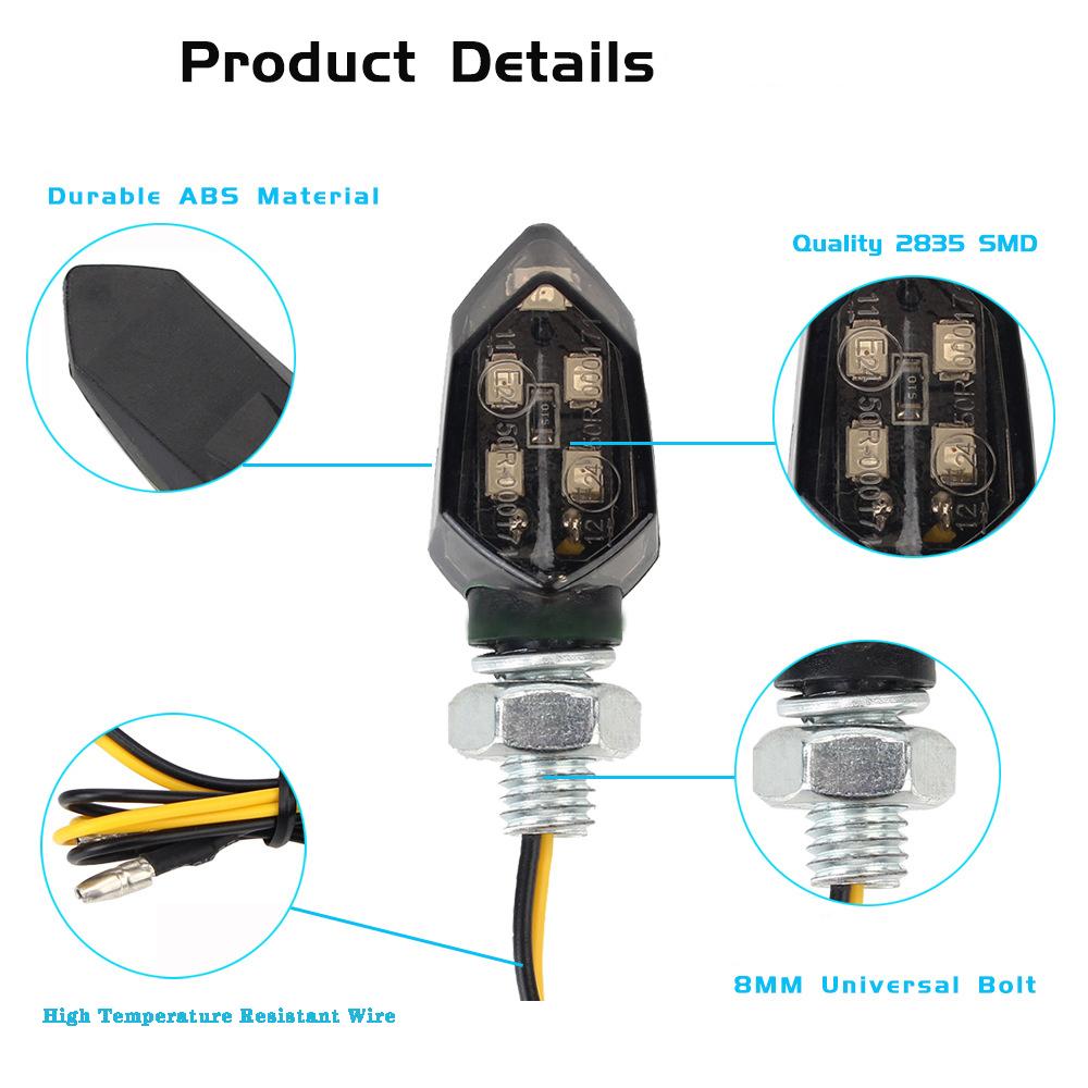 Motorcycle LED Turn Signal Light Mini Universal Led Amber Blinker Lamp 10mm Motorbike LED Indicators Lights 12v Turn Signal