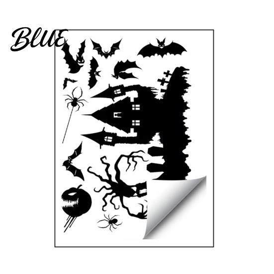 Removable Glass Clings Halloween Static Sticker with Witch/Ghost/Castle/Bat Horror Silhouette Patterns Durable PVC Spooky Shop Window Displays Wall