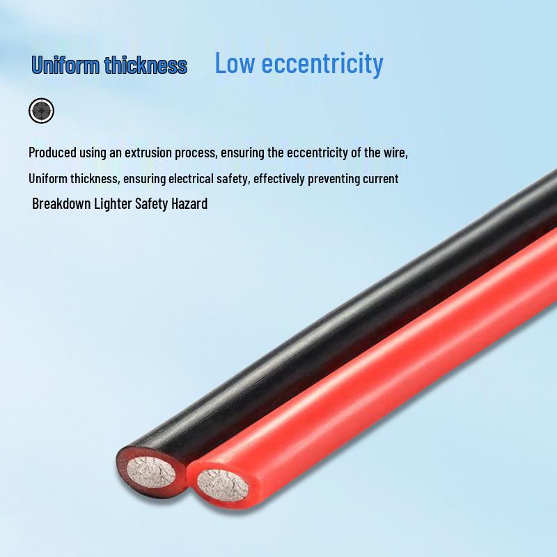 High Temperature Resistant 200°C Red & Black Parallel Wire for Model Aircraft Lithium Battery Silicone Power Cord