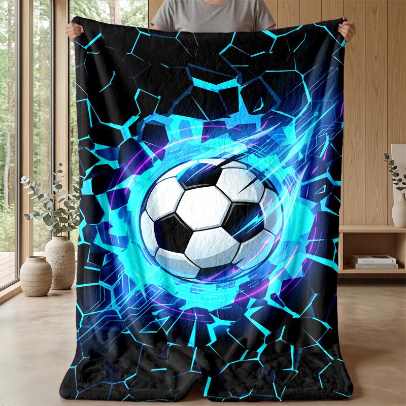 Futuristic Soccer Ball Artwork Theme blanket Lightweight Warm Flannel Blanket Decorative Throw Blanket for Home Decoration
