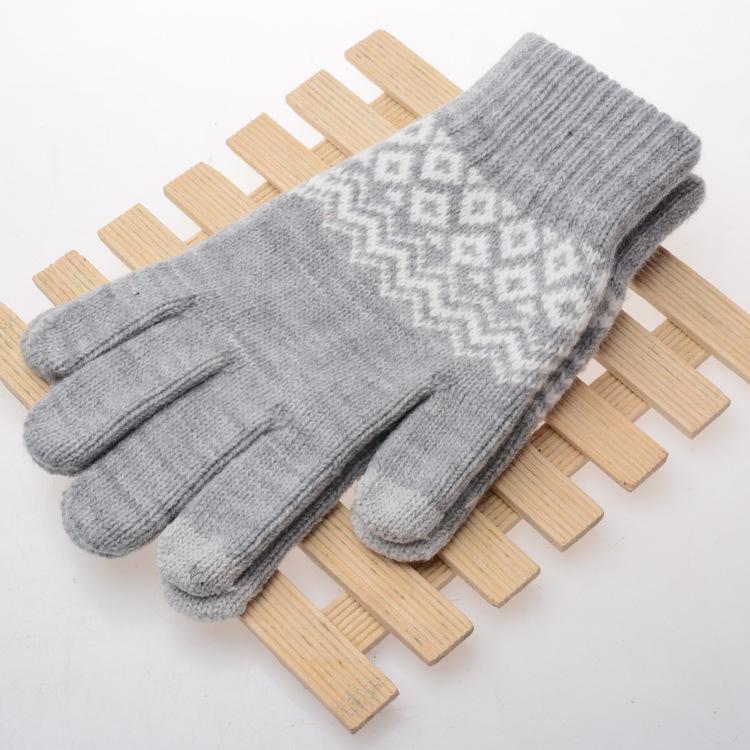 Women's Touchscreen Wool-Blend Jacquard Gloves - Winter Warmth
