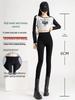 Black High-Waisted Fleece-Lined Skinny Leggings for Women - Warm, Elastic, Ideal for Autumn/Winter Wear, Tight-Fitting Pencil Pants
