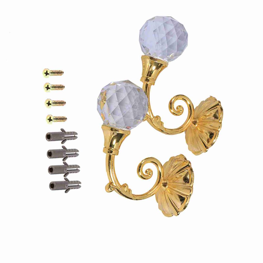 2x Ganci Porta Tende in Metallo e Vetro Gancio Supporto per Tende da Parete Finestra Oro