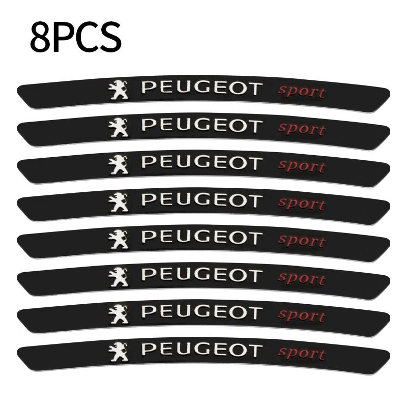 4Pcs Car Styling Car Emblem Wheels Rims Stickers Decal For Peugeot 208 20009-2019 308 2014~2022 2008 3008 107 106 406 Accessorie