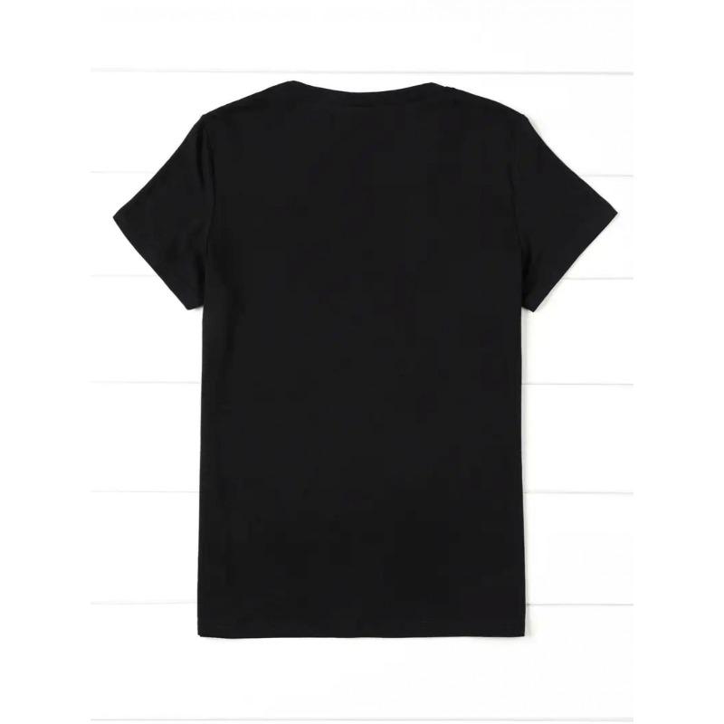 European size 70s Print T-Shirt, Women's Casual Short Sleeve 1pc 100% Heavy- Comfortable Round Neck, Soft Cute T-Shirt Top