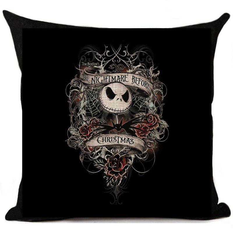 Nightmare Before Christmas Baumwolle Leinen Wurfkissenbezug Sofakissenbezug Heimdeko
