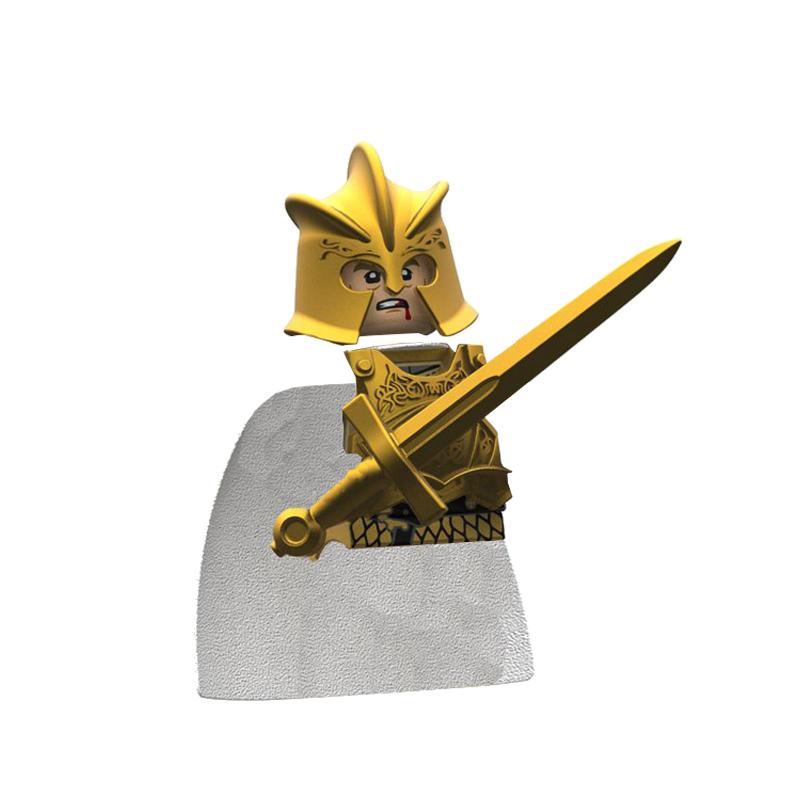 1pcs Thrones Golden Armor Warrior Guard Jaime Lannister Barristan Selmy Meryn Trant Building Blocks Mini Action Figure Toys