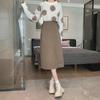 Coffee Color Women's Mid-Length A-Line Summer Slit Skirt 022