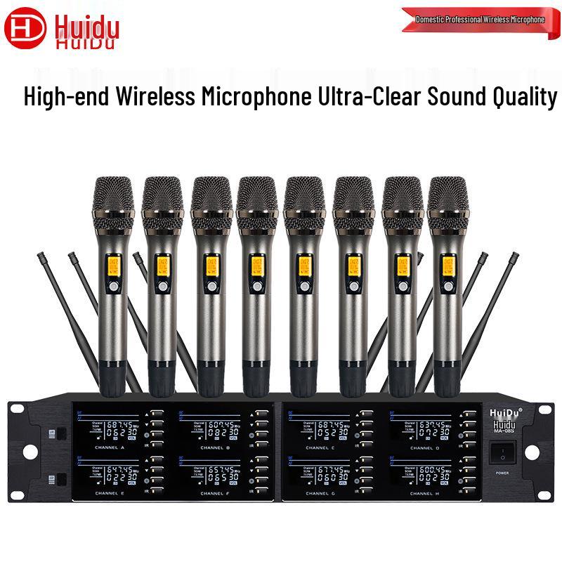 HuiDu MA-08 Wireless 1-to-8 Conference Mic: Gooseneck, Handheld, Headset Options