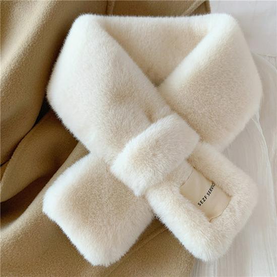 Korean-Style Faux Rabbit Fur Thick Winter Scarf - Super Warm & Stylish Neck Warmer