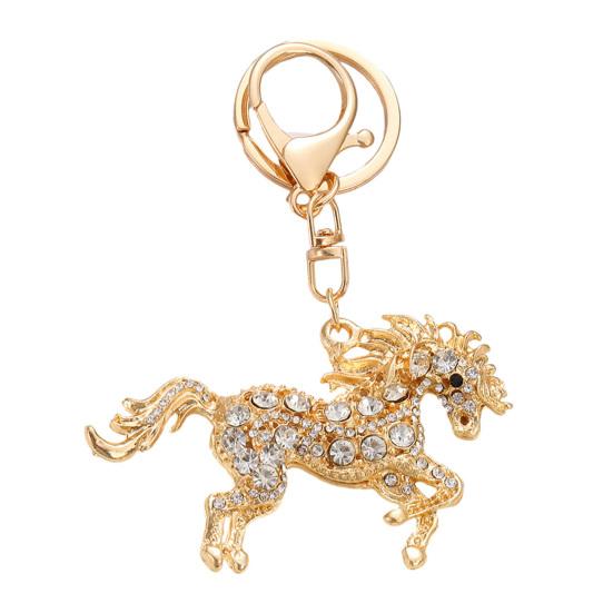 2026 Year of Horse Keychain Colorful Sparkling Rhinestones Key Chain Bag Backpack Hanging Decoration