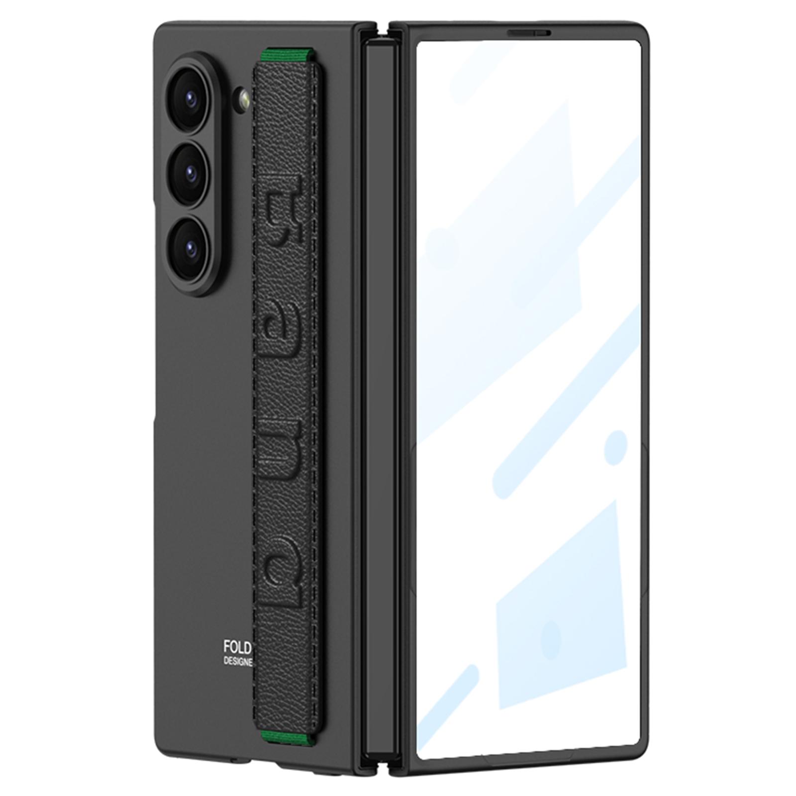 

GKK Чехол для Samsung Galaxy Z Fold7 5G с браслетом, складной ПК чехол для телефона с защитной пленкой для переднего экрана Black