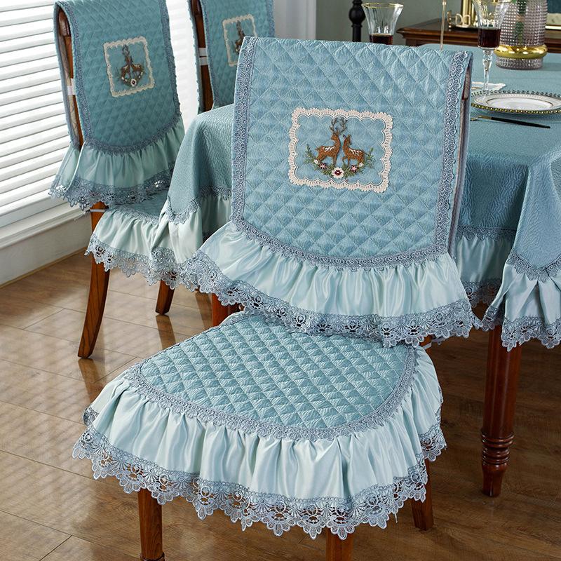 Modern Minimalist Style All Season Universal Chair Covers Quilted Embroidery Anti Slip Thick Stool Protect Pad European Lace Tablecloth Home Decorat