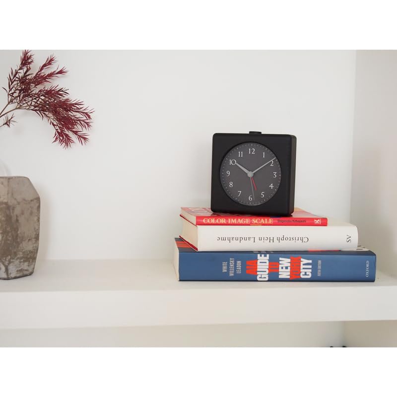 Lemnos Analog Alarm Clock, Natural Wood Grain, Black, Canon JH23-11 BK