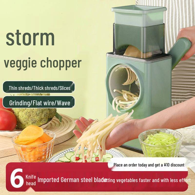 German Multifunctional Vegetable Cutter: Roller Potato Slicer, Shredder, Grater, Grinder, Chopper.