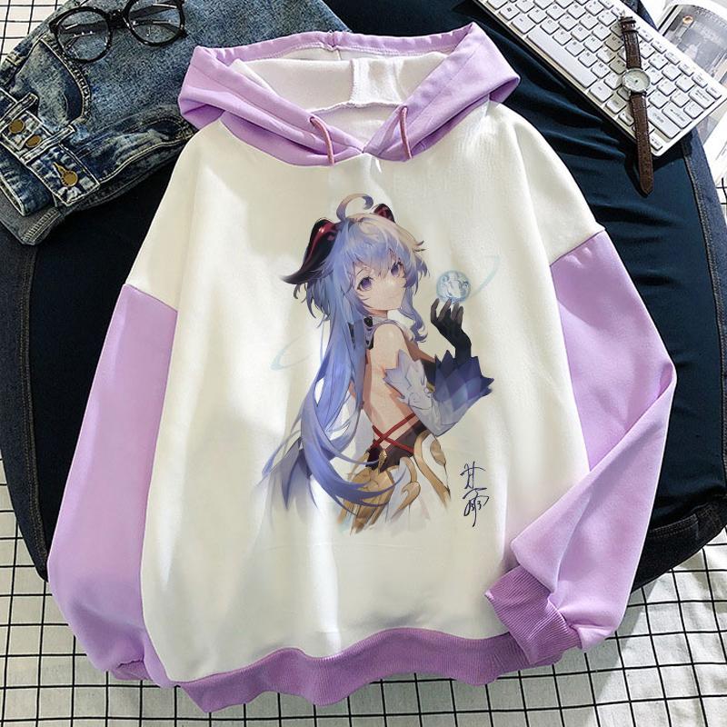 

Толстовки для женщин Game Genshin Impact Splicing, 3D свитшот для пар с длинными рукавами, пуловер для косплея, большая толстовка для девочек XL