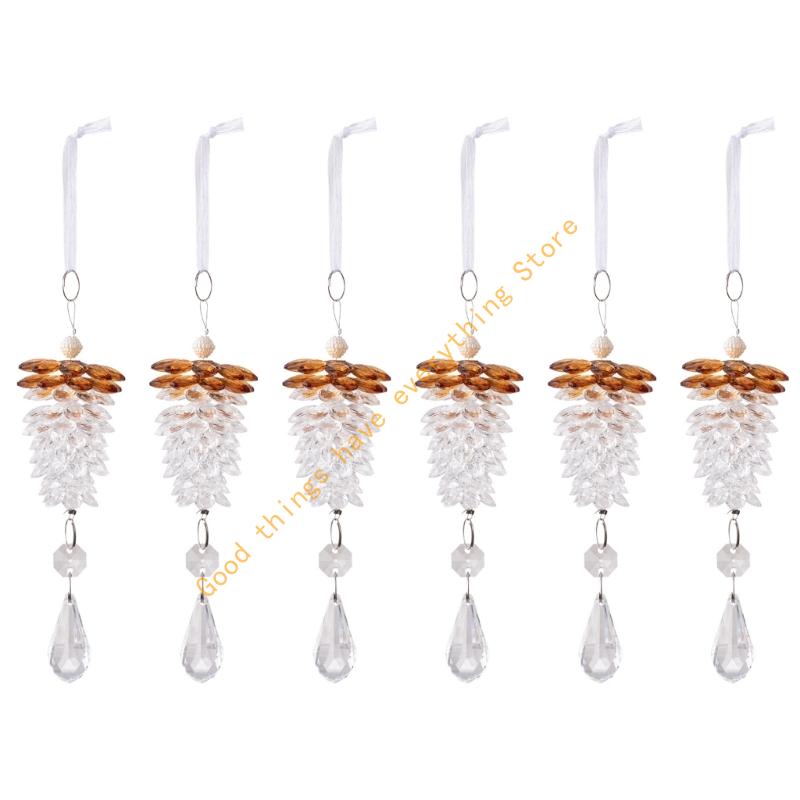 

6 Pcs Christmas Tree Decoration Simulated Pinecone Pendant Ornament for Holiday 55KF коричневый