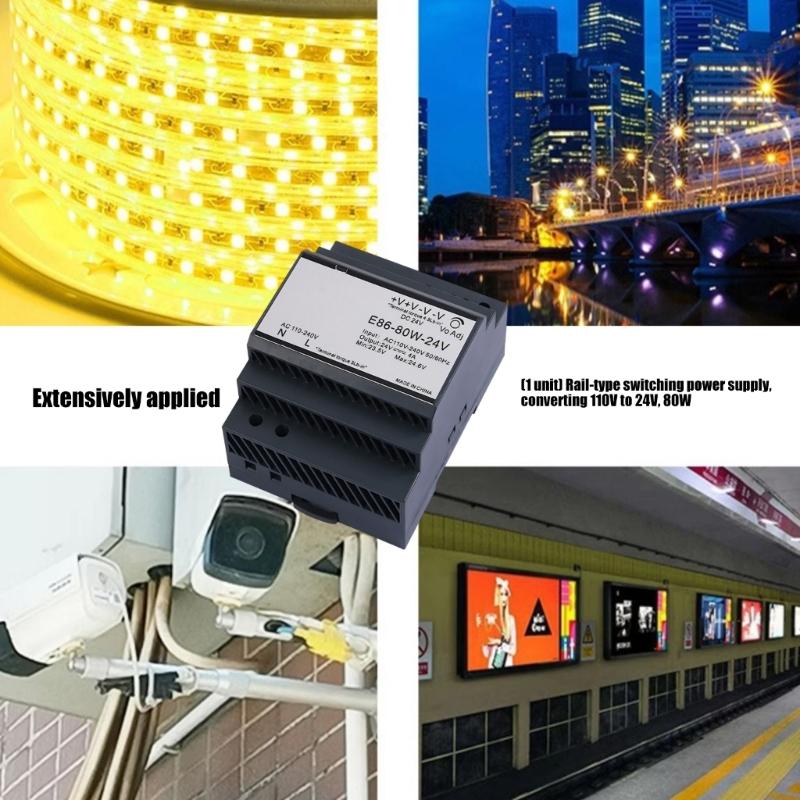 Compactly 80W DIN Rail Power Supply With DC24V Output And Wide AC110V-220V Input Ranges For Motors Drive LED Lighting