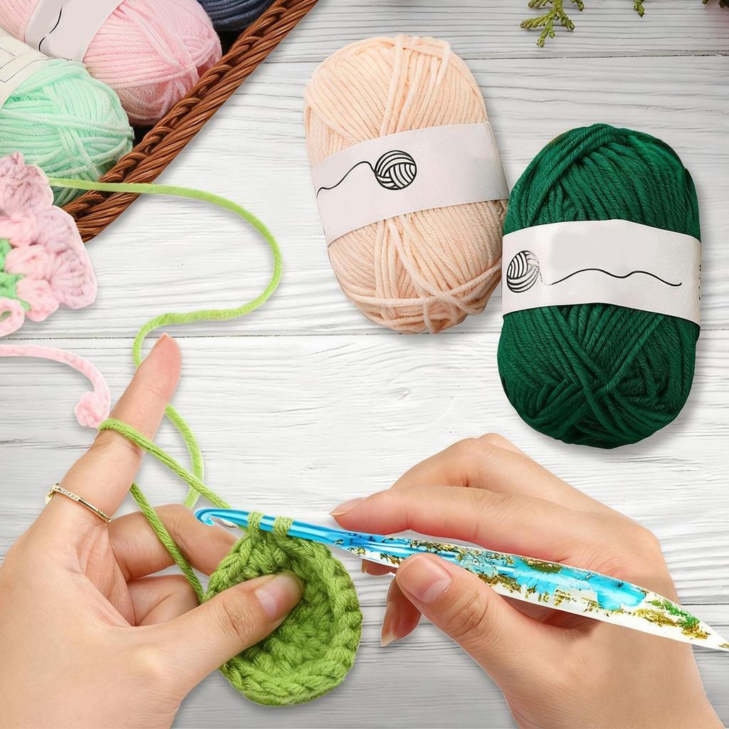 Resin Crochet Hooks Set 9 PiecesStylish Floral Pattern Pretty Craft Yarn Weave Knitting Needles Crochet Kit For Blanket Doll Hat