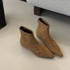 Suede simple pointed short boots women's 2025 autumn and winter new rear zipper women's boots Korean version thin boots fashion boots women