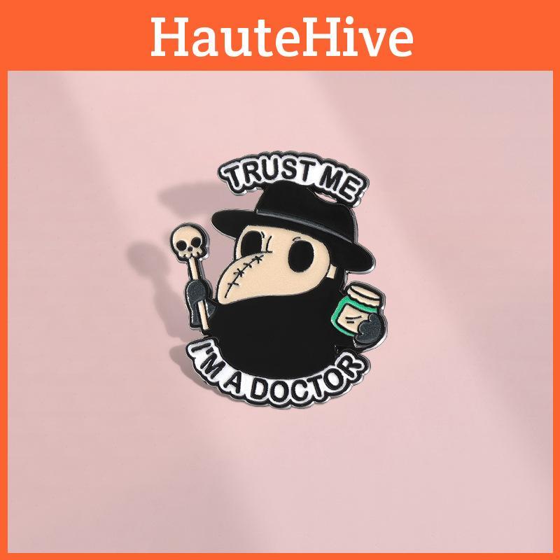Stylish Alloy Cartoon Character Brooch Doctor Mask Inspired Badge For Fashion Enthusiasts