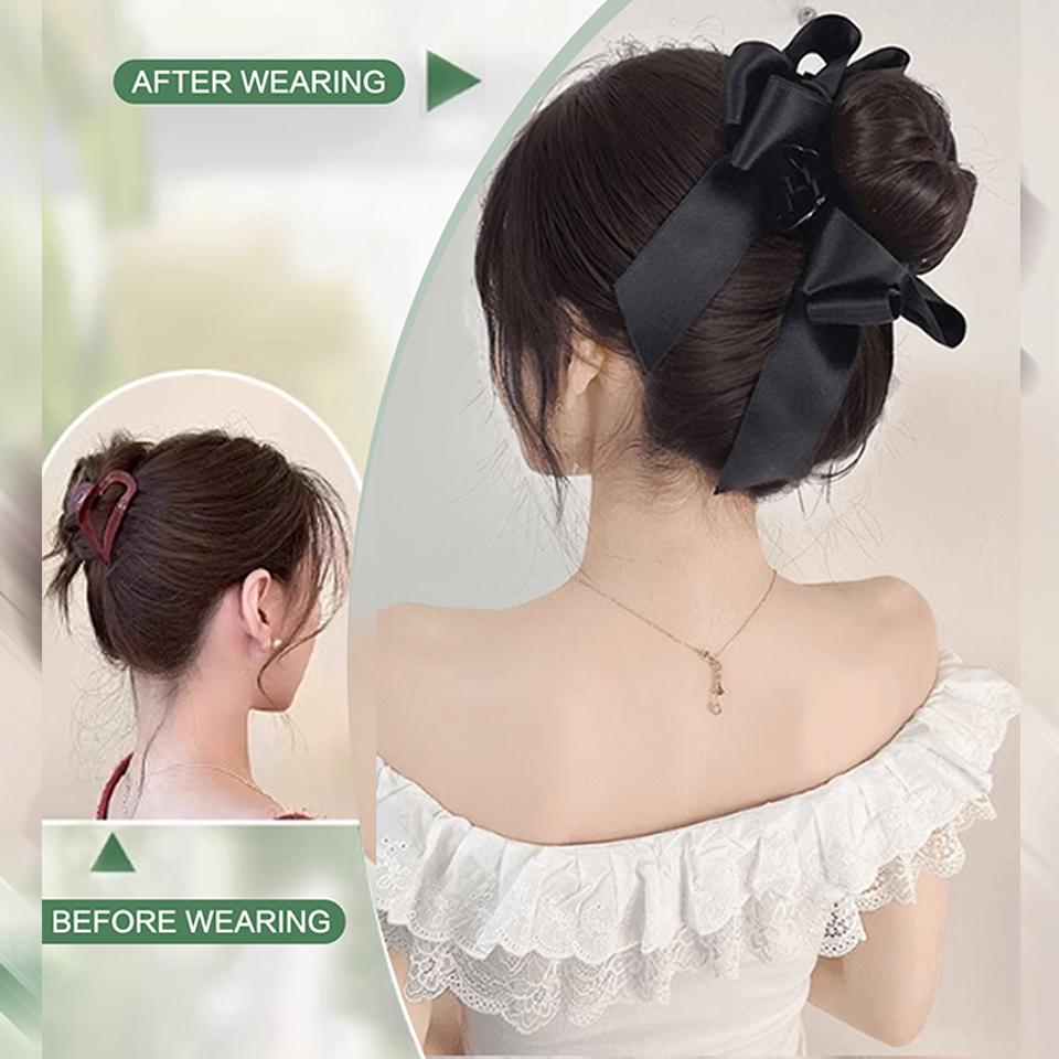 Synthetischer Dutt-Donut Schwarz Schleife Clip-In Stil Haaraccessoires Dutt-Perücke Haarverlängerungen Für Frauen Täglicher Urlaubs-Party-Gebrauch