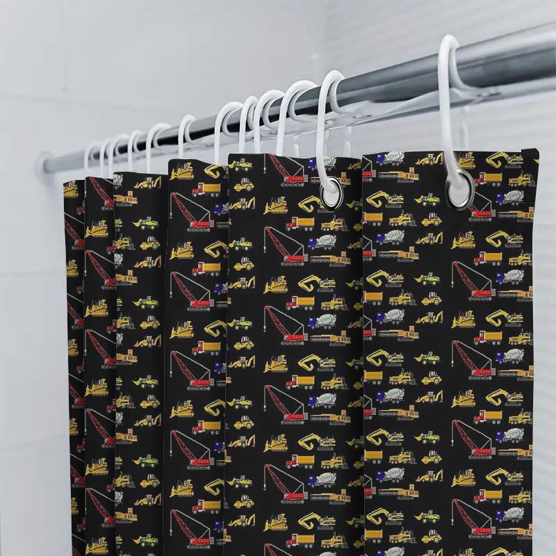 Bathroom Shower Curtain Waterproof Vintage Truck Construction Vehicle Pattern Decor Farmhouse Trucker Home Decor Modern Farmhous