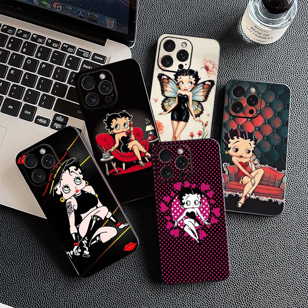 Casing for Apple iPhone 16 14 15 Plus 11 Pro Max 16E ProMax + 16Plus 15+ 14+ Phone Cover Soft Case Anime B-Bettys Lovely B-Boops