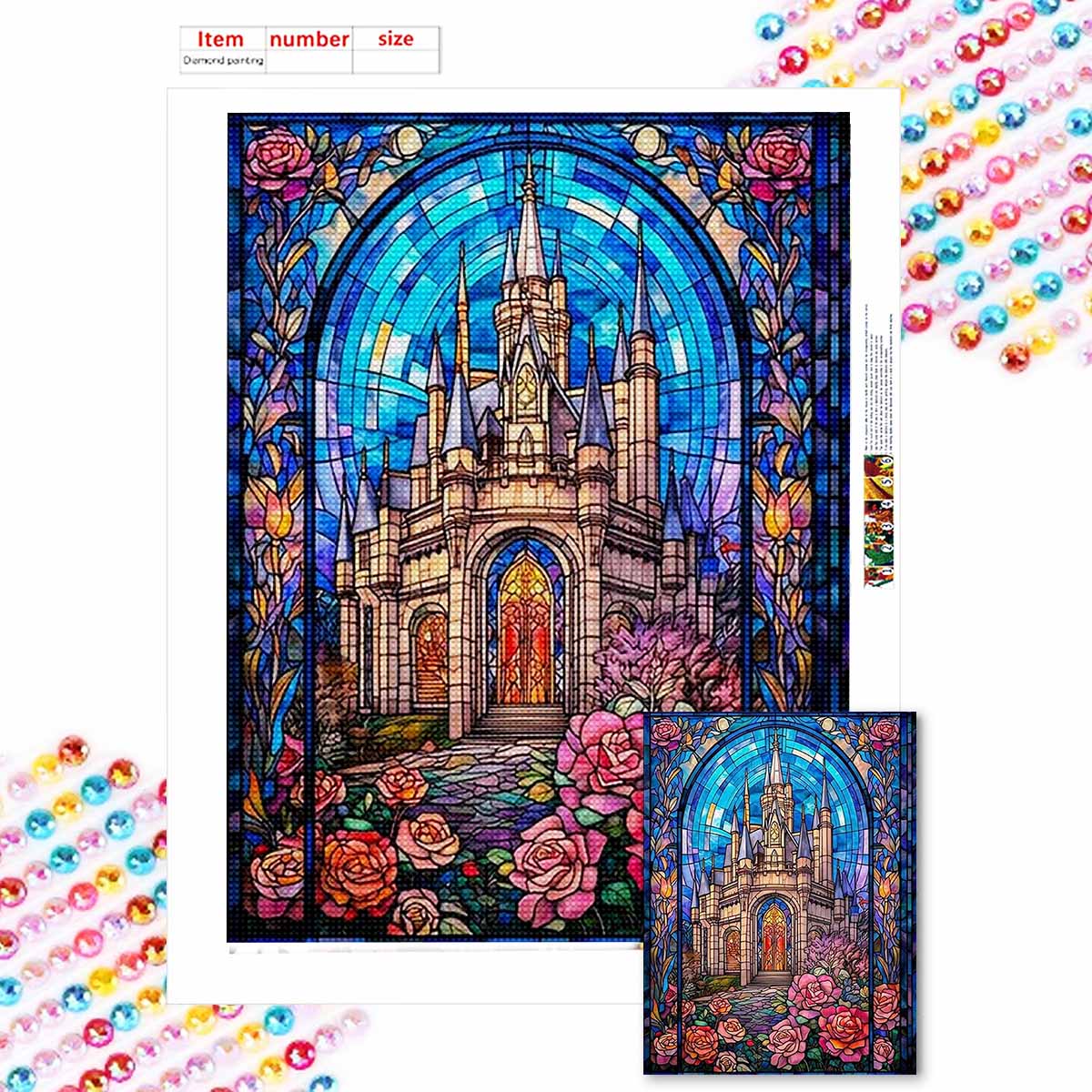 

Алмазная живопись своими руками Огромный замок Набор для вышивания крестом Мозаичное искусство Алмазная живопись Полный круг Алмаз Домашнее украшение Round 30x40cm