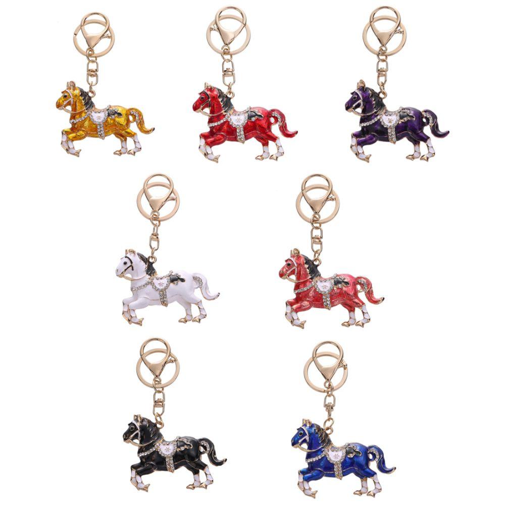Exquisite Crystal Horse Keychain Rhinestone Studded Pony Keyring Horse Shape Charm For Women