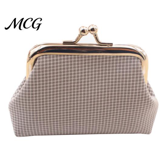 Travel Coin Holder Retro Plaid Purse, Cotton Fabric Small Change Mini Purse Kiss Lock Pouch for Women Coins Cash Earrings Lipstick Storage