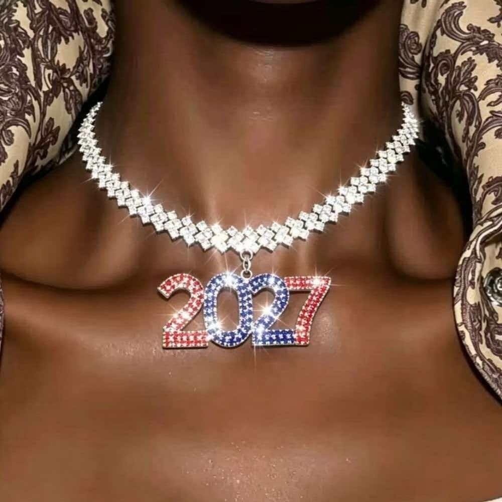 Exaggerated 2027 Number Pendant Necklace Aesthetic 2027 New Year Jewelry New Year's Eve Gift